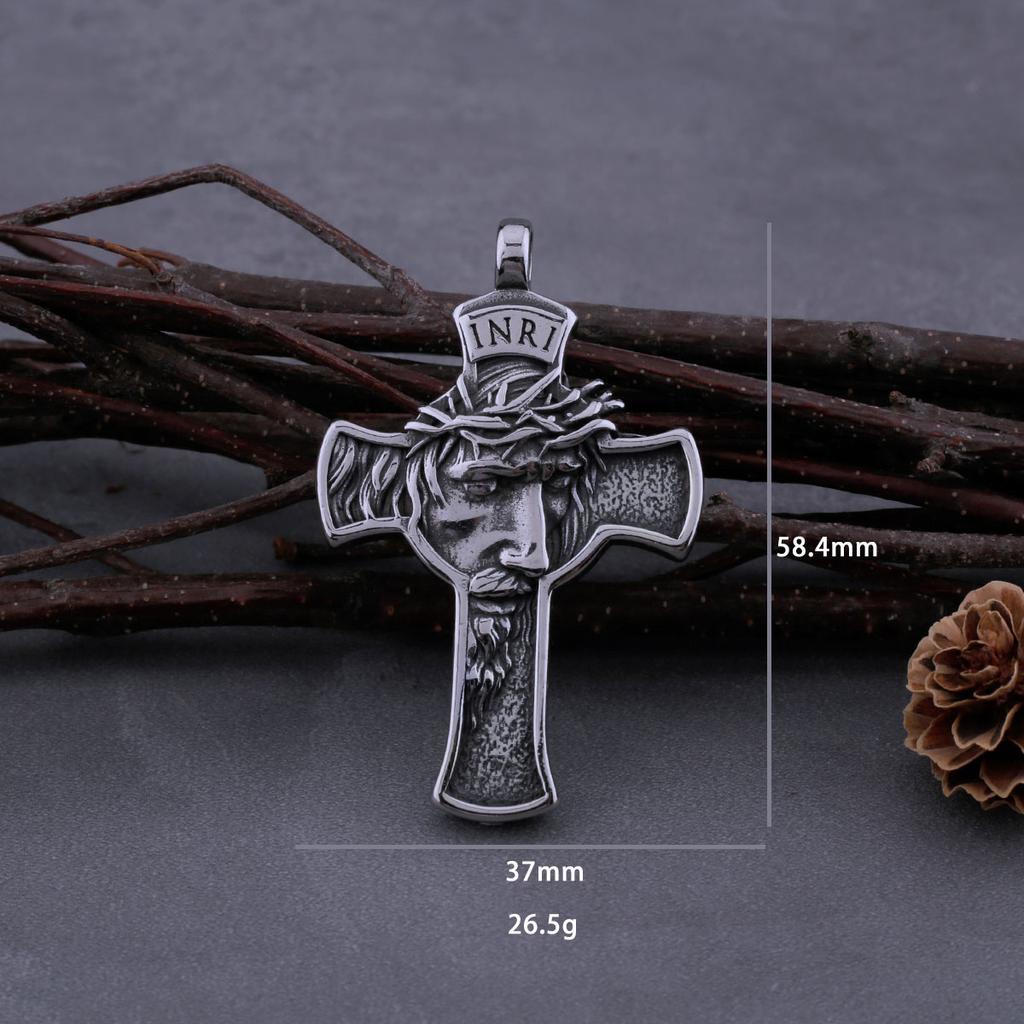 Klassisk rustfritt stål kors Jesus halskjede menn kvinner kristne anheng smykker gave