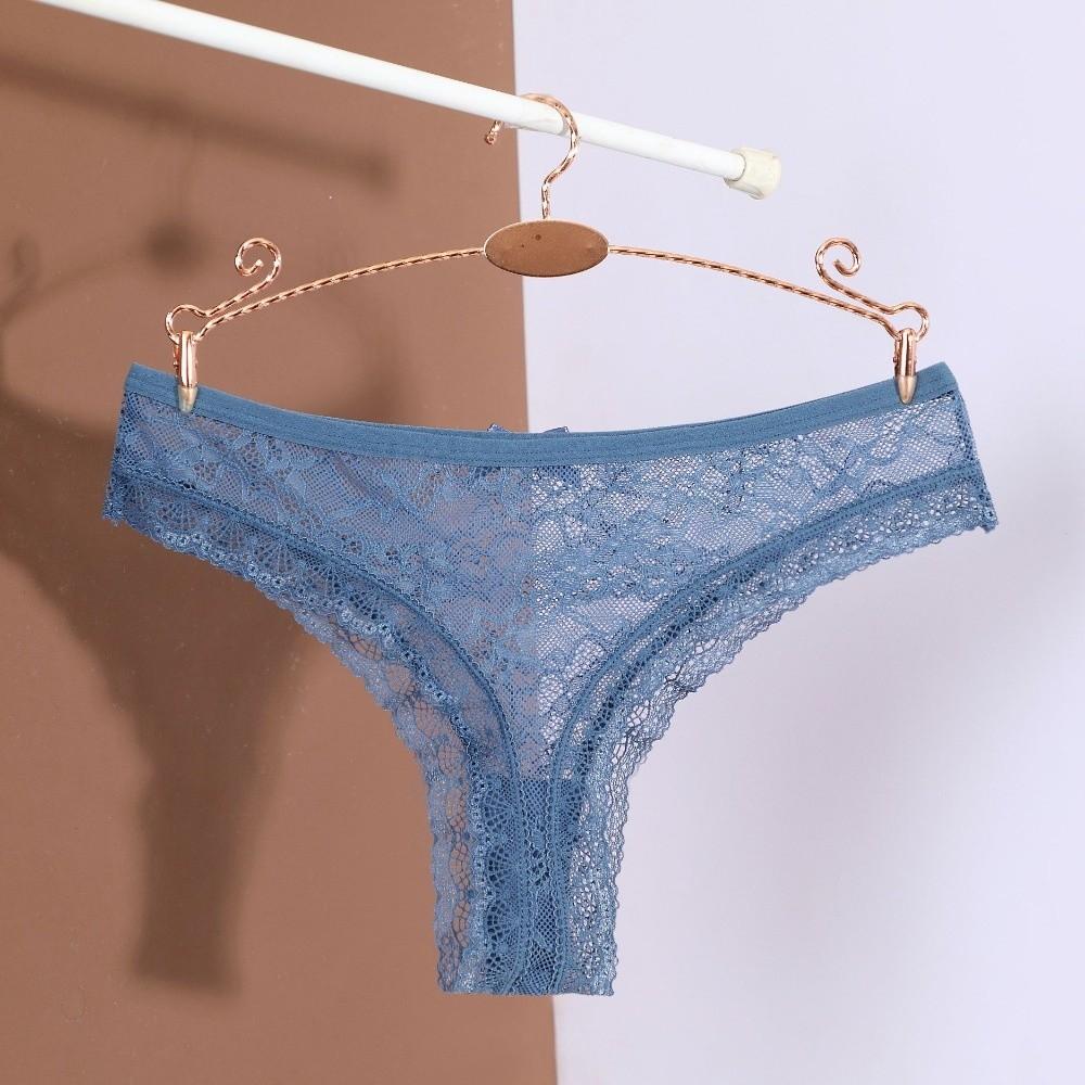 Low Waist Mesh Briefs Women Bow Flower Romantic T Panties Fashion Mesh Sheer Lace Thong Home