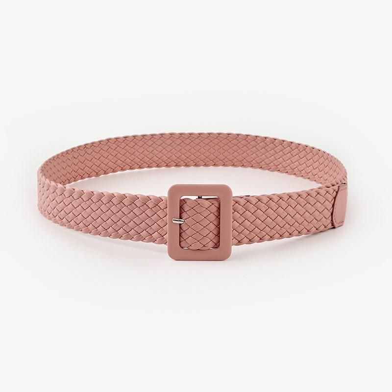 

Stylish Japanese Country Style Woven Wide Waist Belt In Trendy Candy Colors For Dresses And Jeans рожевий