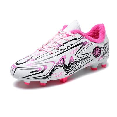 Warm Fleece Lined Flat Bottom Soccer Shoes For Teens And Students Competition Training Sports Shoes Anti Slip Rubber Sole