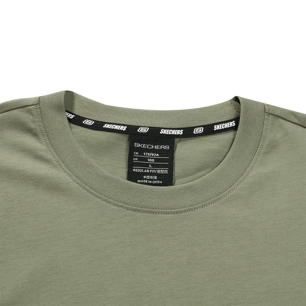 Skechers Solid Color Casual Round Neck Long Sleeve T-Shirt Men Tops Rock-Green L323M115-01DR