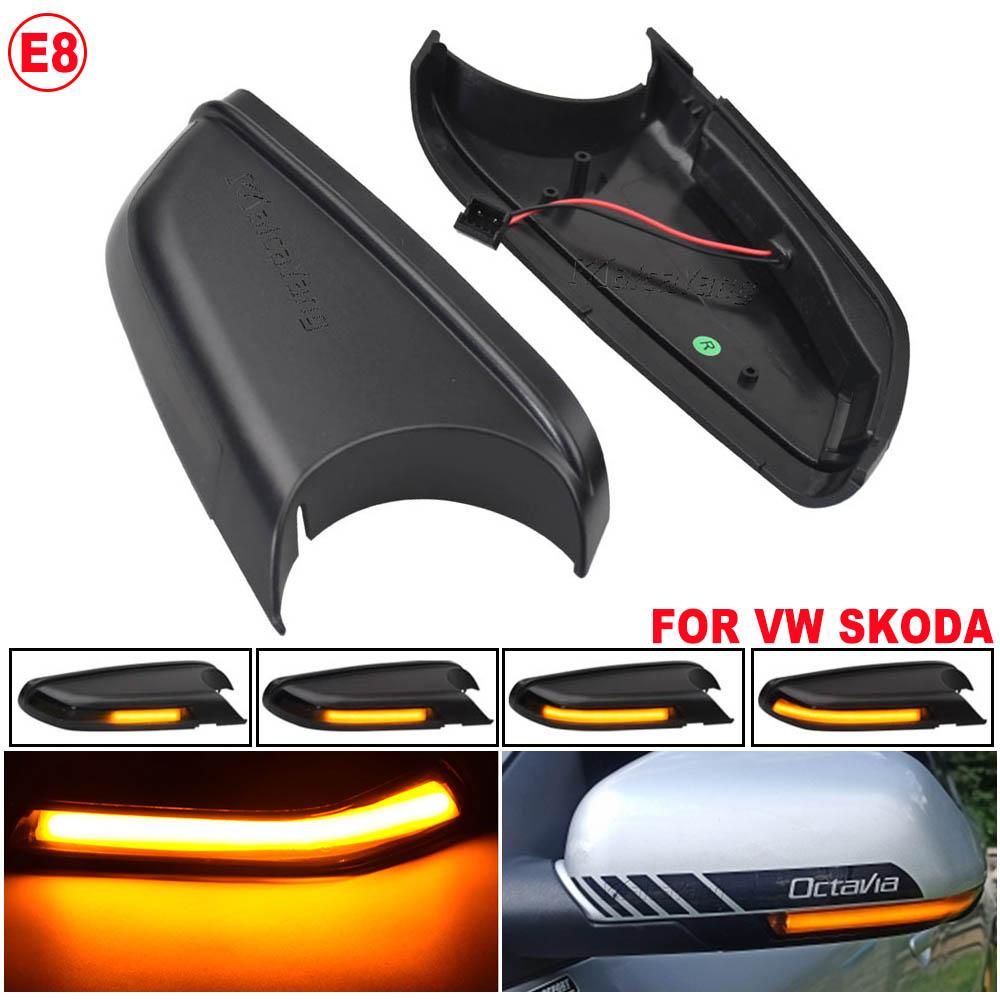 For VW Volkswagen Polo Mk4 9N3 FL Vento Skoda Octav 2X Led Side Wing Mirrors Dynamic Turn Signal Light Indicator Repeater Lamp