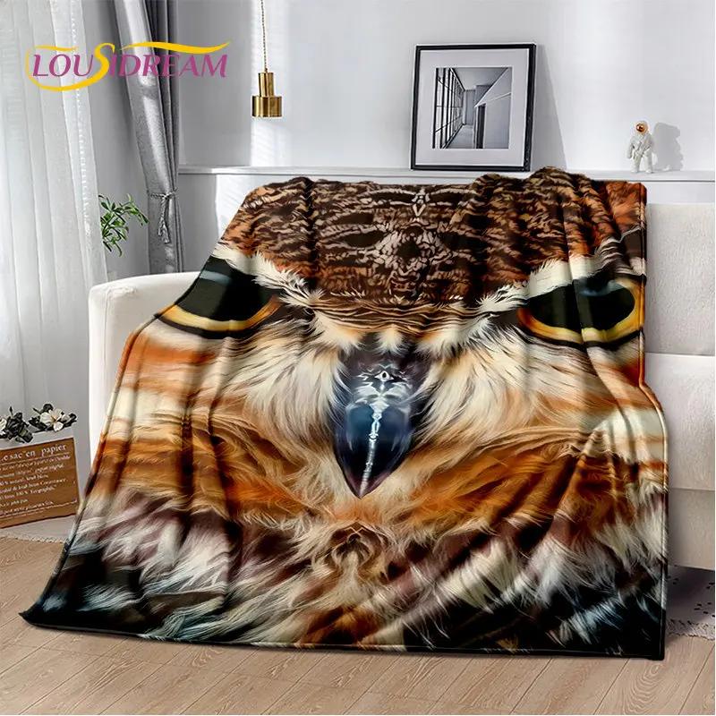 Roztomilá sova 3D kreslená měkká plyšová deka, flanelová deka přehoz do obývacího pokoje ložnice postele pohovky piknikový potah Deka pro děti