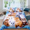 Cartoon Cat Duvet Cover Set Pet Cat Comforter Cover Cute Kitten Neon Light Cat Bedding Set 3D Cat Lover's Bedspread Cover 2/3pcs