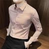 Men's 2023 Slim Fit Vertical Striped Long Sleeve Business Shirt