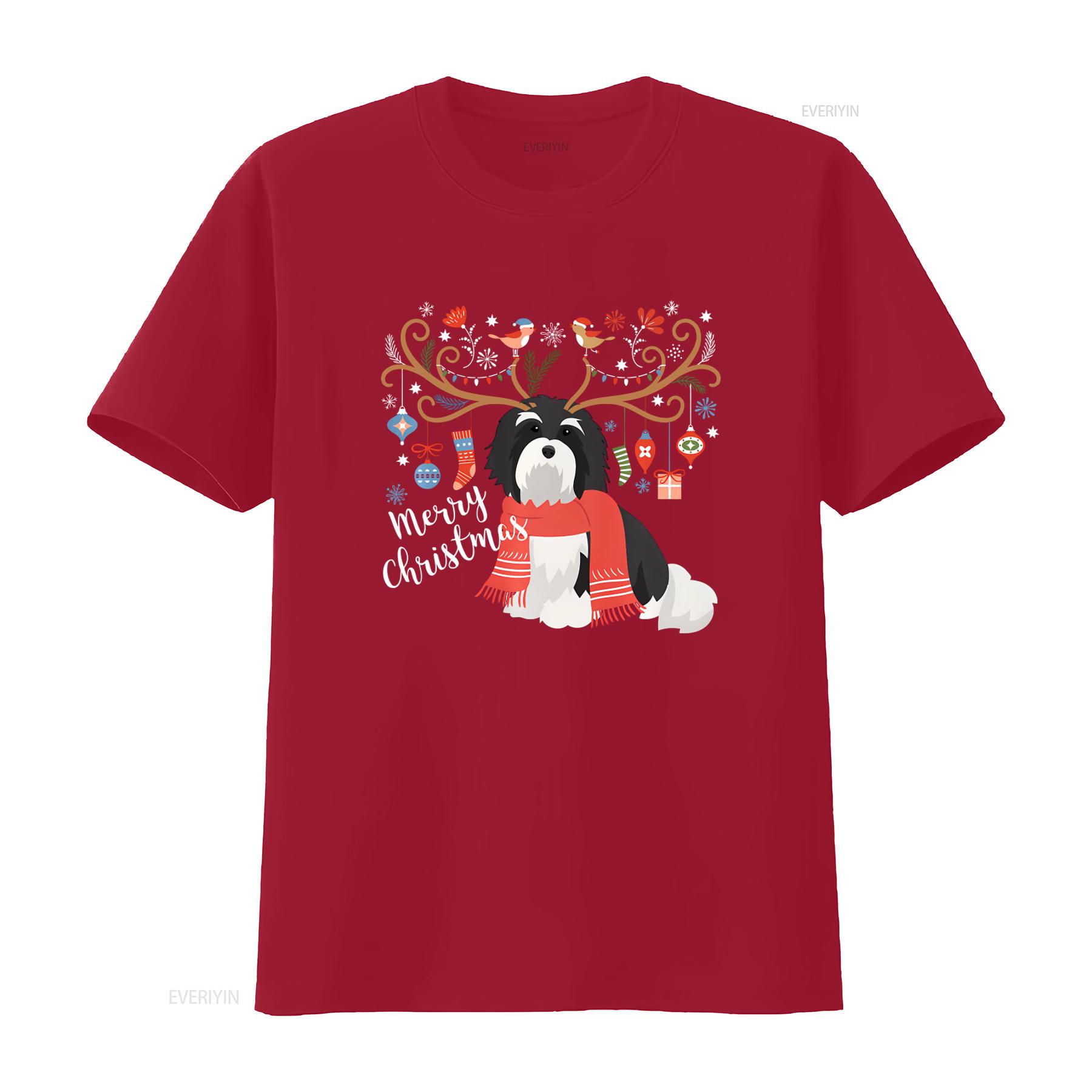 Festive Havanese Christmas Reindeer Dog T shirt with Holiday Decor and Merry Christmas Print vintage Washed Stylish S