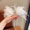 1 Pair of super fairy feather hairpin advanced sense crystal flower long fringe photo show dress hair accessories