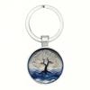 Round Alloy Keychain Pendant with Tree Pattern Artistic Metal Key Ring for Bag Key Holder Accessories Gift
