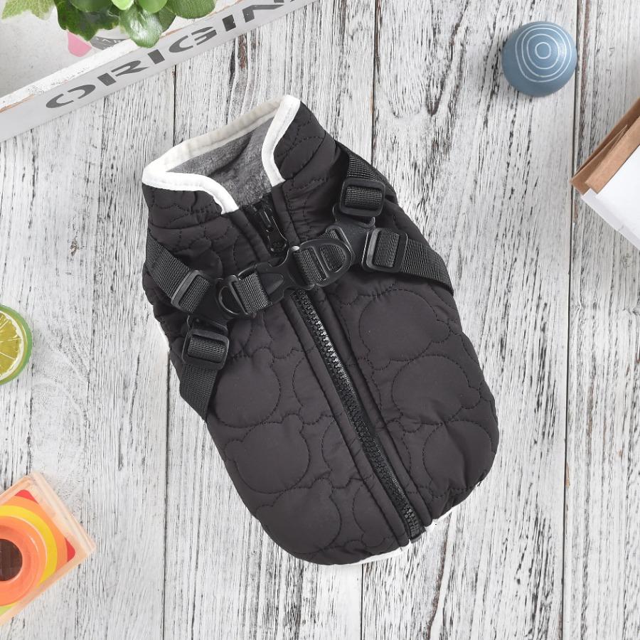 

Пальто для медведя для маленьких и средних собак с D-образным кольцом, куртка для щенков, зимняя теплая флисовая куртка с хлопковой подкладкой XS 4XL, жилет для домашних животных, одежда 4L чёрный