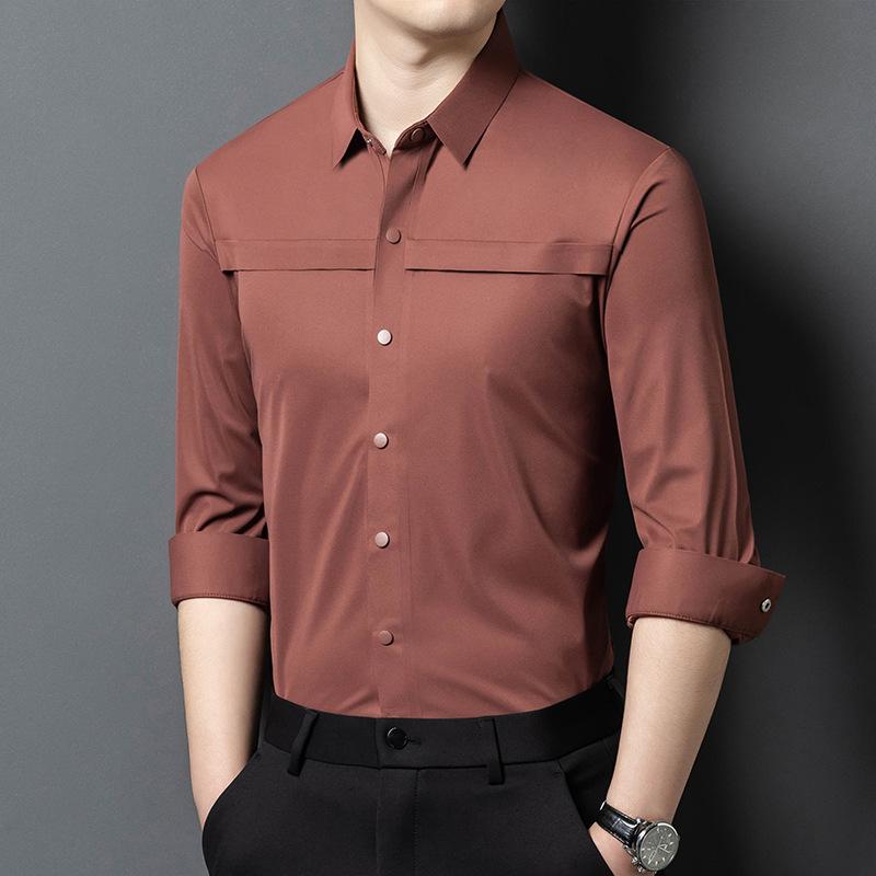 Spring and Autumn Men's Casual Shirt Men's High-end Casual and Versatile High-end Commuter Shirt Men's Long Sleeve Daddy Outfit