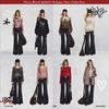 UNIFREE American Retro Riveted Low-Rise Micro-Flare Jeans