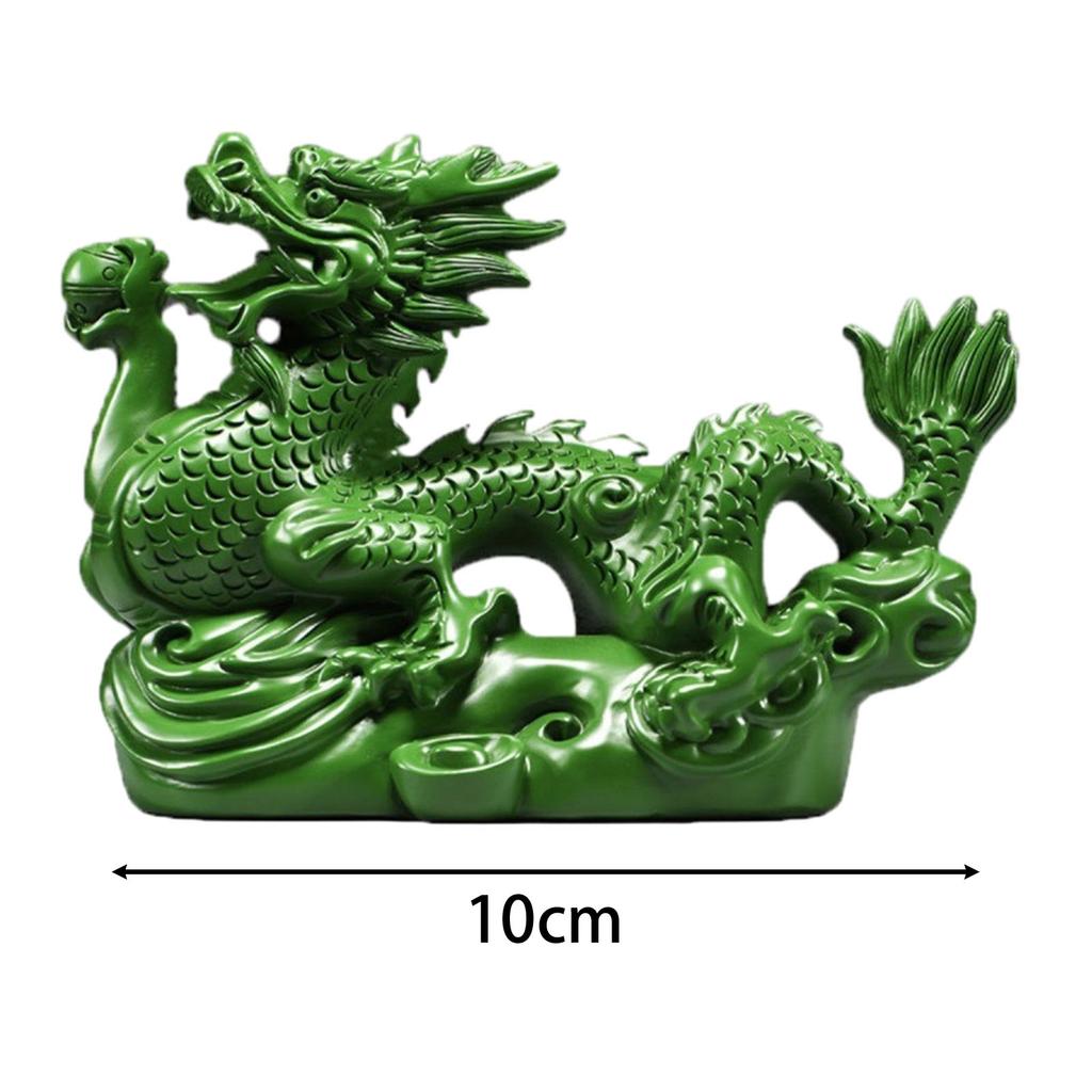 Wooden Carving Chinese Dragon Figurine Fengshui Decoration 3.9inch Long Souvenir Spring Festival for Desktop Decor Lifelike