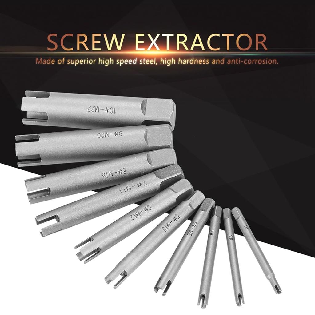 Tap Extractor 3/4 Flute Broken Tap Extractor, Screw Extractor Head Screw Remover Damaged Screw Extractor Set for Industrial Screw Bolt Removal Home