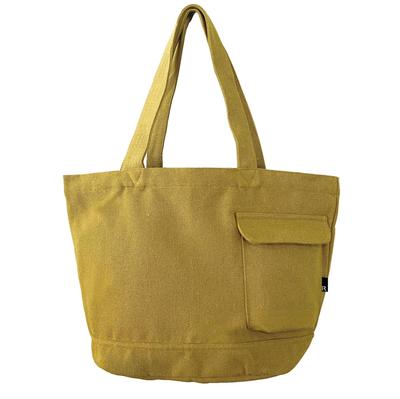 3066 Round Bottom Plain Large Capacity Tote Bag SN Medium Recycled Cotton [Rootote] (Khaki)