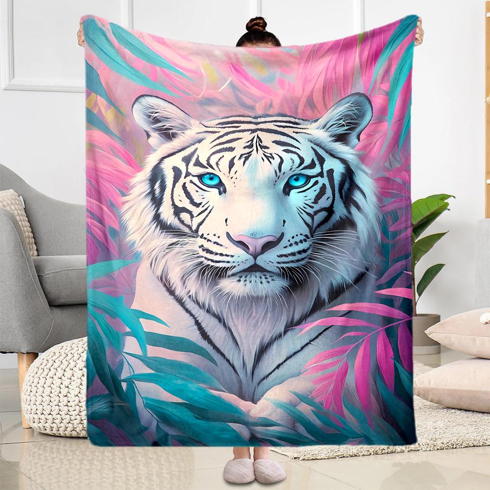 Tiger And Roses Blanket Suitable for Offices, Travel, Living Rooms Also a Good Gift for Friends and Family Suitable for All Seasons.