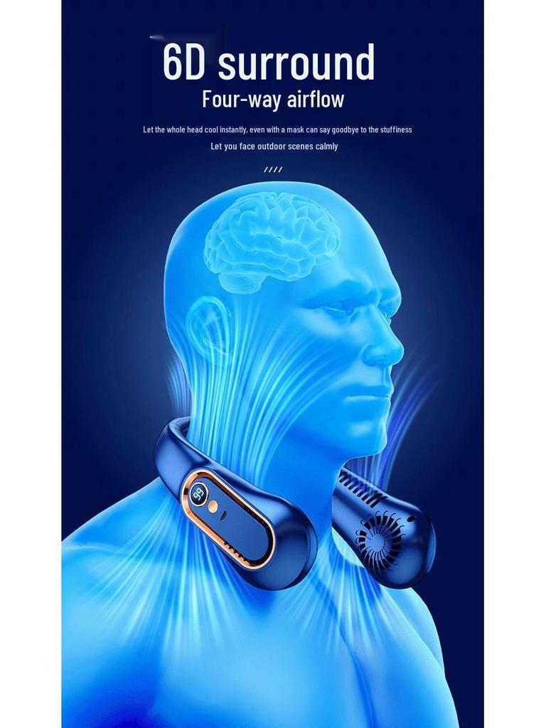 USB Rechargeable Bladeless Neck Fan - Portable, Personal, and Hands-Free