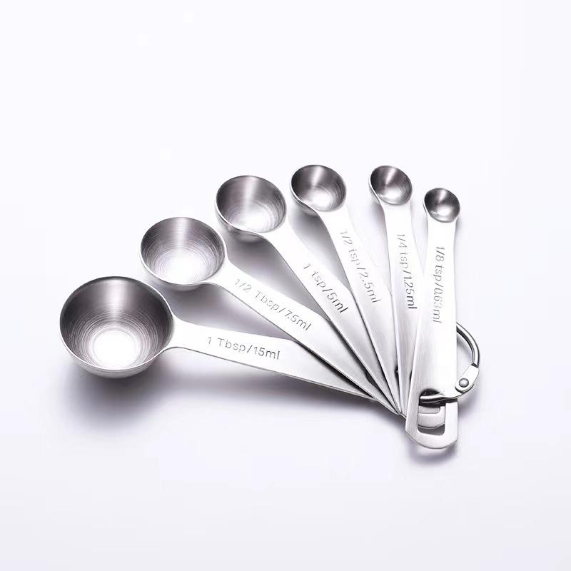 

6 in 1 Measuring Spoon Stainless Steel Seasoning Coffee Tea Premium Stackable Bakery Tool with Scale Kitchen Supplies