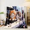 Two Adorable Cats Warm Printed Blanket Soft and Comfortable Home Travel Blanket Adult and Child Warm Blanket Luxury Gifts