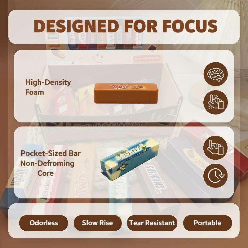 Simulated Chocolate Bar Squeeze Toy Soft Slow Rising Stress Relief Fidget Toy Realistic Food Toys For Desk Decor Gift Collection