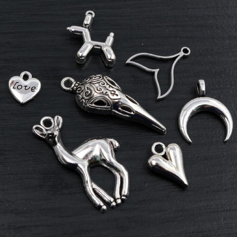 New Fashion Antique Silver Plated Bird Moon Heart Deer Chrams Metal Alloy Pendant DIY Charms DIY Jewelry Making Findings