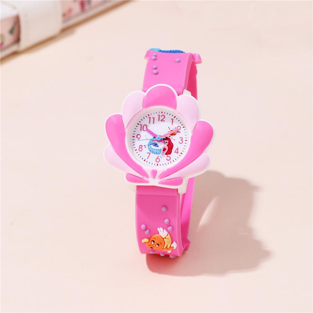 

3D Русалочка Patterns Детские часы Силиконовый ремешок Форма ракушки циферблат часы для детей и студентов