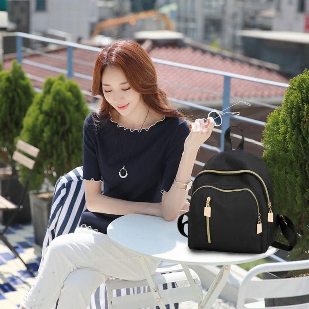 Simple Black Large Capacity Backpacks Women Waterproof Bag Solid Harajuku Schoolbag Oxford Backpack Unisex Bag