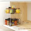 1pc Pull Out Cabinet Spice Rack Organiser, Pull Out Kitchen Spice Shelf Organiser, 2 Tier Cabinet Organiser, Under Sink Organiser