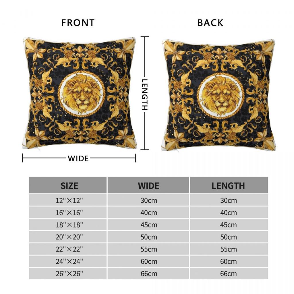 Golden Lion Damask Ornament Pillowcase Printing Cushion Cover Decorations Baroque Throw Pillow Case Cover Home Zippered 45*45cm