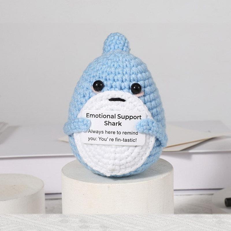 New Positive Energy Goose Hug Pocket Mini Handmade Plush Wool Knitting Doll with Card Funny Christams Gift Home Room Decoration