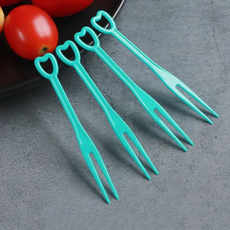 100Pcs Fruit Fork Cake Dessert Food Fruit Pick Children Snack Mini Party Festival Love Tableware Decoration Plastic Toothpick