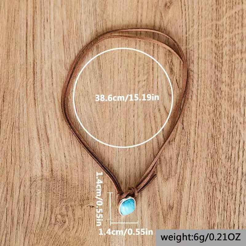 Turquoise Ethnic-Style Double-Layer Velvet Choker Necklace