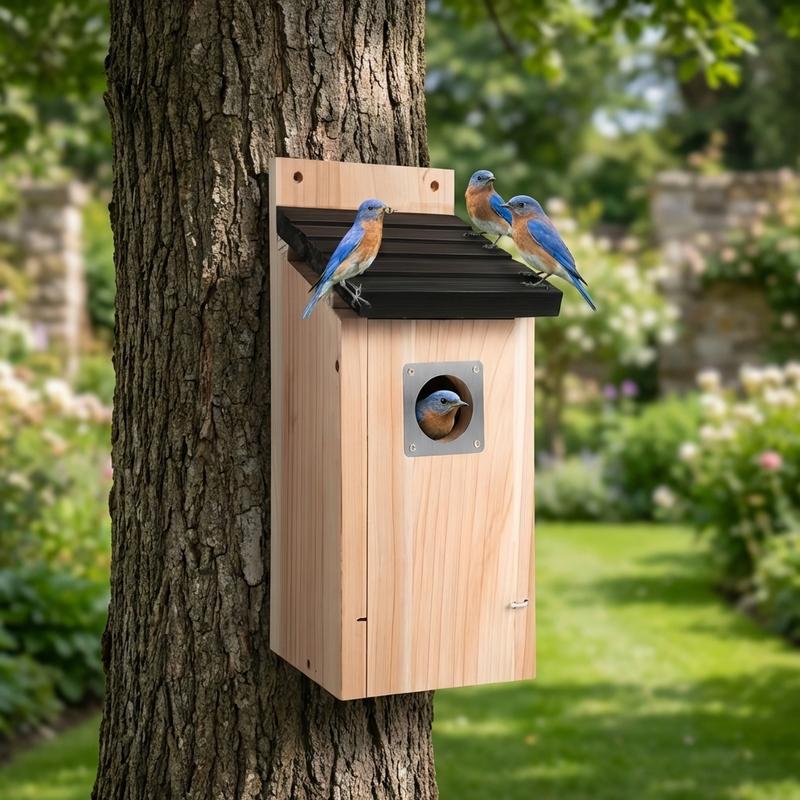 Bird Houses for Outside Cedar Bird House Outdoor, Bluebird Finch Swallow Wren Chickadee Assembly Required
