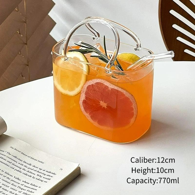 

Portable Handbag Glass Cup,Creative Cocktail Glasses Cups,Funny Fruit Wine Glass Cups,Ins Style Bag Glass With Straw,Bar Tools 770ml