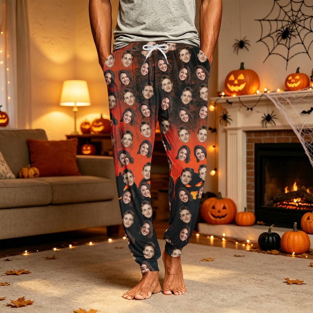 Men's Casual Pajama Pants with Pockets for Halloween Themed Wear