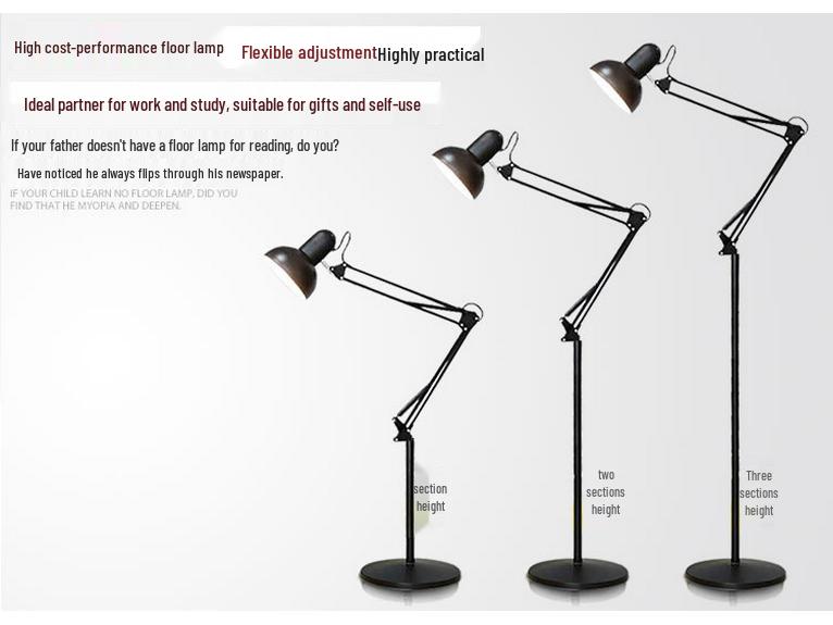 American Wrought Iron LED Floor & Table Lamps for Living Room, Eye-Protection, Therapy, Embroidery, Painting, Mahjong, & Fishing.