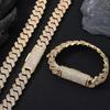 Statement Wrist 15mm Cuban Bracelet Four Row Iced Zircon Straight Buckle Hip Hop Men Bold Jewelry Ready Stock