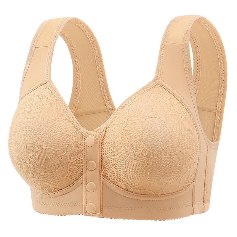 

Нижнее белье для женщин среднего и пожилого возраста с фиксированной чашкой спереди, открытой застежкой, большого размера, без стального кольца, тонкий бюстгальтер-майка 44/100