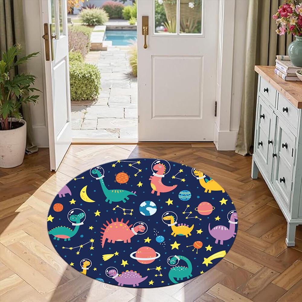 Runder Dinosaurier-Teppich Design für Wohnzimmer Schlafzimmer Eingangsbereiche Spielzimmer Rutschfester Runder Teppich Büro Heimdeko Perfekte Geburtstags-Weihnachtsgeschenkidee