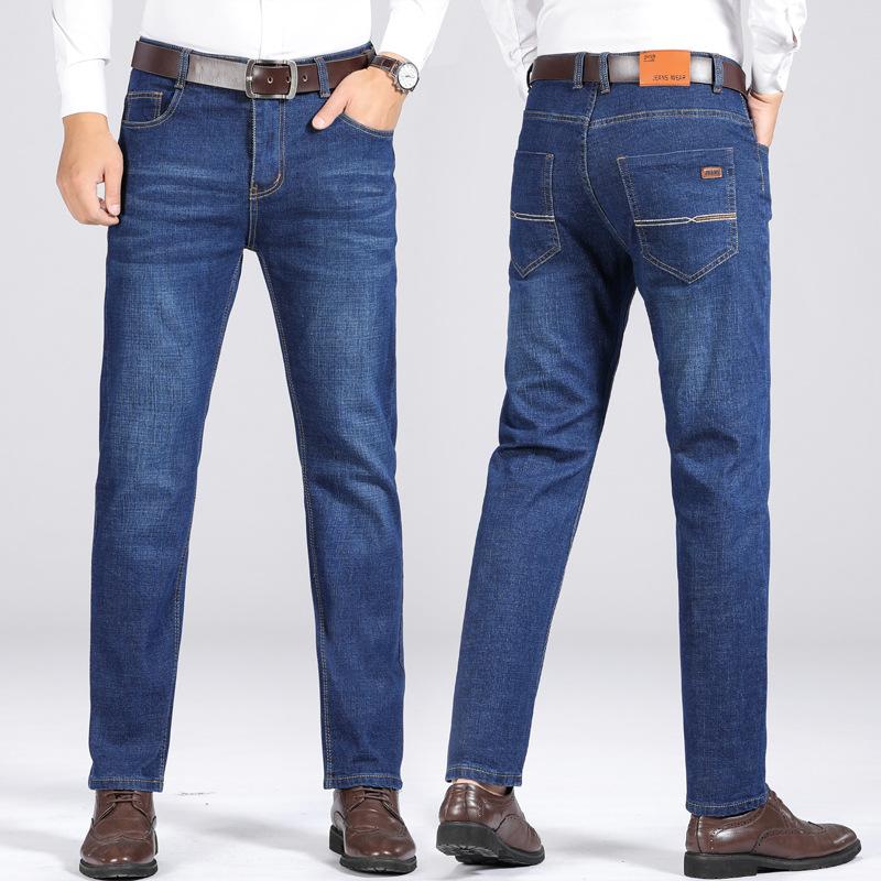 Men's Mid-waist Jeans Popular Fashion Jeans Spring and Autumn Men's Versatile Straight Elastic Long Trousers