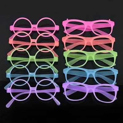 20pcs Glow In the Dark Plastic Glasses, Multicolor Frames for Halloween, Christmas, Birthdays, Beach Parties Carnival Events, Night Event Accessories