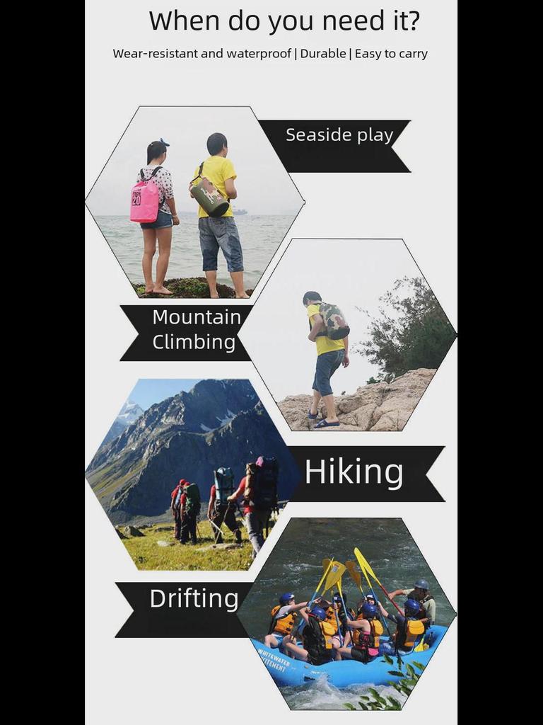 Wasserdichte PVC-Beuteltasche: Outdoor-Strand-, Drift- und Schwimmrucksack