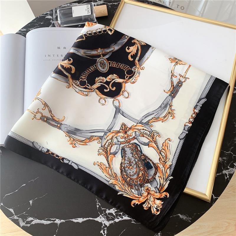 Luxury Silk Feeling Square Scarf Women Print Satin Headscarf Summer Silk Shawl Hair Band Foulard Bandana Echarpe Tie Wraps