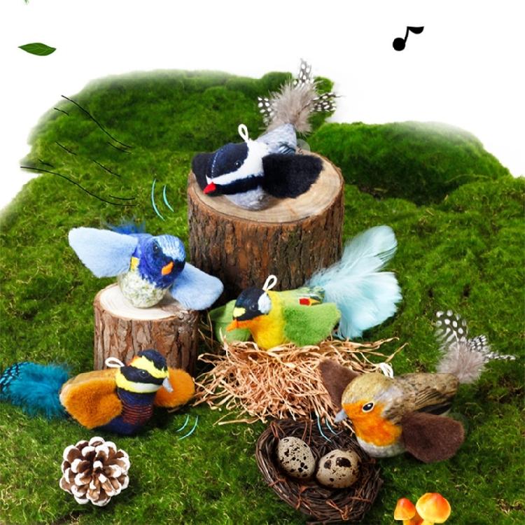 Interactive Cat Birds Toy for Indoor Cute Cat Toy with Realistic Bird Sounds Toy