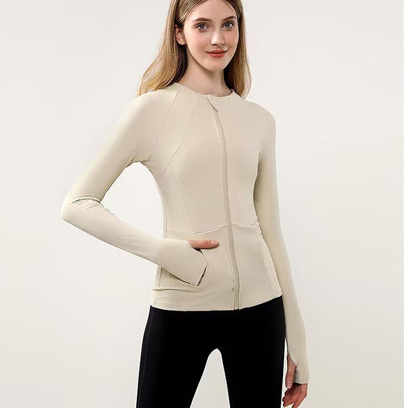 Women Sports Jacket Zip Fitness Yoga Shirt Workout Running Coats Warm Gym Long Sleeve Cardigan Slim Tight Jacket Activewear