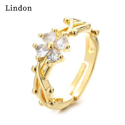 Lindon Classic Copper Alloy Zircon Ring Ladies Jewelry Wedding Promise Party Gift
