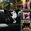 Cartoon Cat Surprise Accompanying Print Pillow Case Comfort Sofa Bed Silky Elegant Invisible Zipper Decorative Cushion Cover