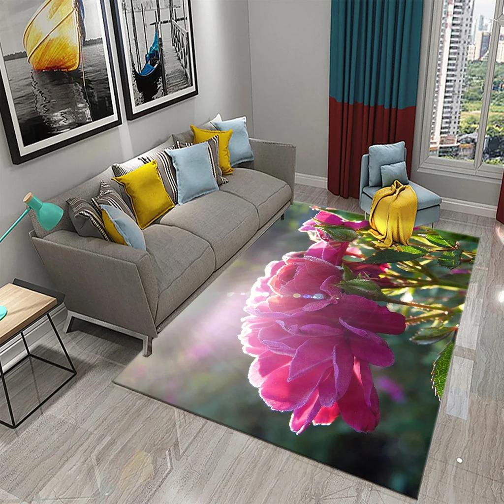 3D Flowers In The Morning Light Carpet for Kids Play Crawling Mat Boys Girl Bedroom Bedside Decor Floor Rug Living Room Carpet