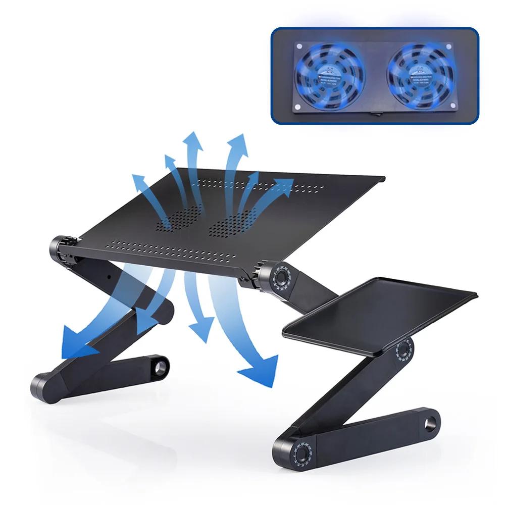 Adjustable Aluminum Laptop Desk Portable Office Bed Holder Side TrayErgonomic Dormitory Foldable  Mobile with Mouse Pad