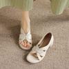 Krazing Pot Mikrofaser Mode Dicke Mittlere Absätze Peep Toe Schuhe Europäisches Design Sommer Größe 43 Größe 42 Plateau Damen Sandalen