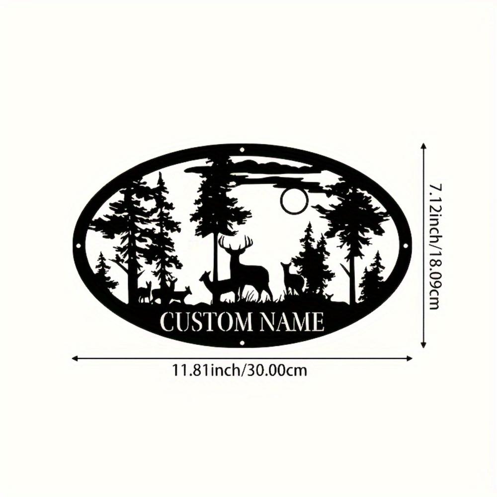 Metal Wall Art Deer Tree Mountain Scene   Nature Themed Metal Sculpture Hanging Decor   Custom Made Rustic Tin Sign Gift for Nature Lovers